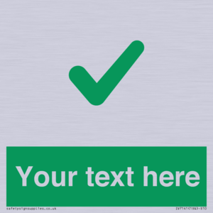 Custom green background, green tick sign